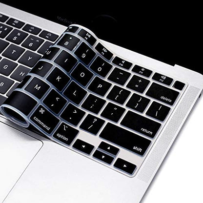 ProElife Ultra Thin Keyboard Cover Skin for 2021-2020 MacBook Air 13 Inch Model A2337 Apple M1 Chip A2179 (U.S Layout) with Touch ID Accessories Keyboard Silicone Protective Skin (Black) | Black, U.S Layout, Non-interference Design for ID Key, Dust-proof,