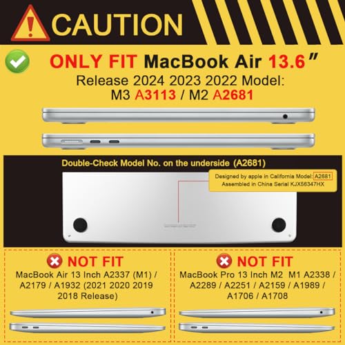 TWOLSKOO Compatible with MacBook Air 13 inch Case M5 2026 M4 2025 M3 M2 2024-2022 A3449 A3240 A3113 A2681, Plastic Hard Shell & Keyboard Cover & Screen Film for MacBook Air 13.6 inch, Purple - color: Frosted Purple