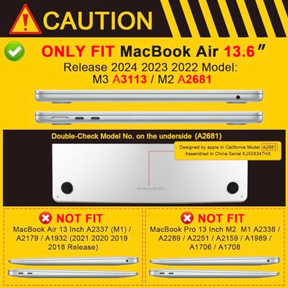 TWOLSKOO Compatible with MacBook Air 13 inch Case M5 2026 M4 2025 M3 M2 2024-2022 A3449 A3240 A3113 A2681, Plastic Hard Shell & Keyboard Cover & Screen Film for MacBook Air 13.6 inch, Purple - color: Frosted Purple