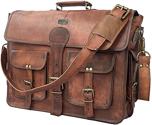 Cuero DHK 16 Inch Vintage Handmade Leather Messenger Bag Laptop Briefcase Computer Satchel Bag for Men & Women (16 Inch Medium) - size: 16 inch Medium