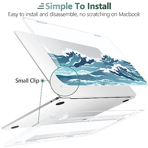 TWOLSKOO for MacBook Air 13 inch Case M5 2026 M4 2025 M3 M2 2024-2022 A3449 A3240 A3113 A2681, Plastic Hard Shell & Keyboard Cover & Screen Film for MacBook Air 13.6 inch Case, Ocean - color: Ocean