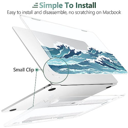 TWOLSKOO for MacBook Air 13 inch Case M5 2026 M4 2025 M3 M2 2024-2022 A3449 A3240 A3113 A2681, Plastic Hard Shell & Keyboard Cover & Screen Film for MacBook Air 13.6 inch Case, Ocean - color: Ocean