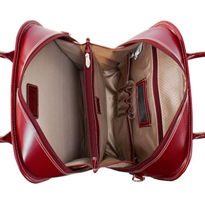 McKLEIN 15" Leather Vertical Patented Detachable -Wheeled Ladies' Laptop Briefcase- LA GRANGE- Red