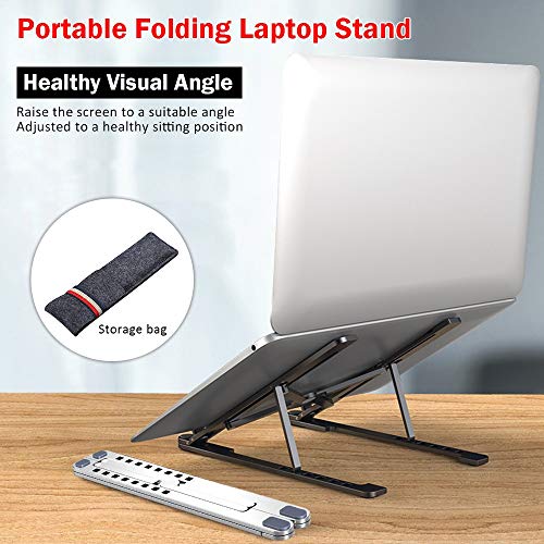 Laptop Stand Portable Heights Adjustable Aluminum Alloy Desktop Ventilated Cooling Holder Folding - color: D