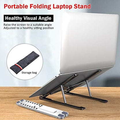 Laptop Stand Portable Heights Adjustable Aluminum Alloy Desktop Ventilated Cooling Holder Folding - color: D