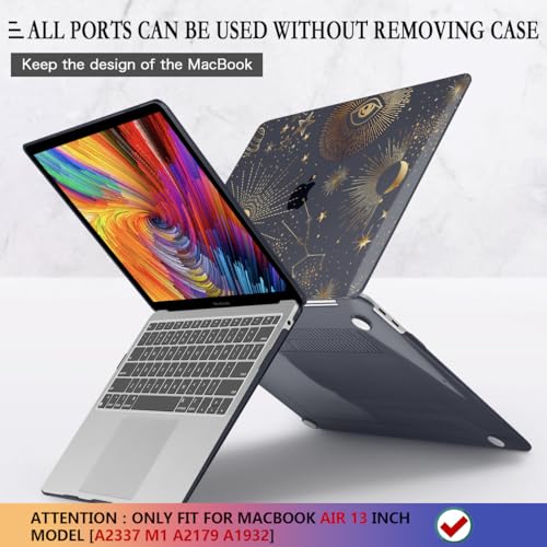 CISSOOK Compatible with MacBook Air 13 inch Case A2337 A2179 A1932 | 2021 2020 2019 2018, Hard Shell Case Keyboard Cover Screen Protector for MacBook Air 13 M1, Moon Star - color: Moon Star