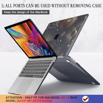 CISSOOK Compatible with MacBook Air 13 inch Case A2337 A2179 A1932 | 2021 2020 2019 2018, Hard Shell Case Keyboard Cover Screen Protector for MacBook Air 13 M1, Moon Star - color: Moon Star