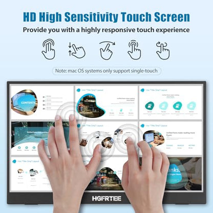 Portable Monitor Touchscreen 14", 1920x1200 60Hz USB-C & FHD External Display Touch Screen for Laptop/Mac/Gaming/Office, VESA Mountable Travel Monitor with Built-in Speakers-LCD Panels - size: 14inches
