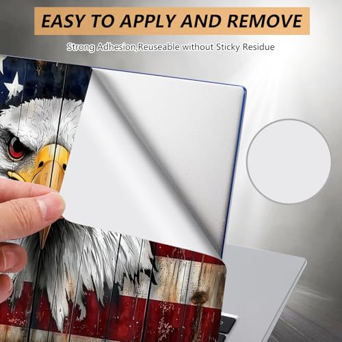 Laptop Skin Sticker for 12.1”-15.6“ Laptops (Fits 13”, 13.3”, 14”, 15”, 15.4”) | Protective Universal Reusable Vinyl Art Decal Cover | Waterproof & Scratch-Resistant-Eagle on American Flag Wood - color: Eagle on American Flag Wood