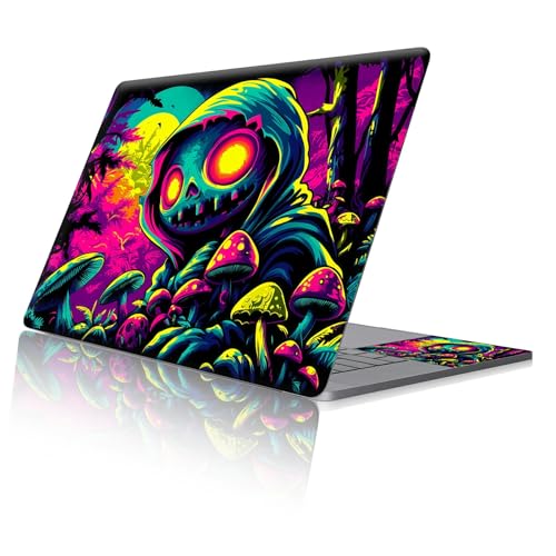 Reusable Universal Laptop Skin Sticker, Cut to Fit for 11.6–15.6 Inch Laptops, Waterproof Protective Film, No-Residue - Neon Skull Forest - color: Neon Skull Forest