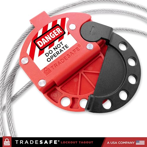 TRADESAFE Lockout Tagout Adjustable Cable Lock - 6 ft Steel Cable Lock | Uv-resistant Pvc-coated Steel Cable, Non-conductive Nylon Body, Secures With Up To 5 Loto Padlocks - style: 6 ft