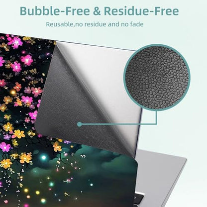 Universal Laptop Skin Decal, 3-Piece Vinyl Protector for 12 13 14 15.6" Notebook, Waterproof Anti-Scratch, Easy Trim & Bubble-Free Finish, Fairy Tree with Flowers Glowing - color: Fairy Tree with Flowers Glowing