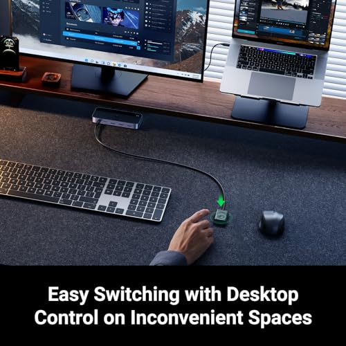 UGREEN USB Switch A & C Input for Computers - Share 4 Ports, Switcher Selector for PC, Laptop, Keyboard, Mouse, Webcam, Microphone - Adapter With 2 USB-C Data Cables and Remote