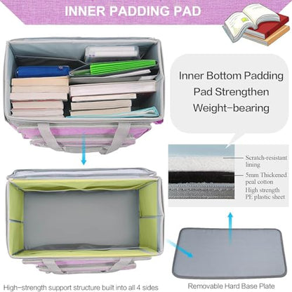 Rolling Teacher Bag With Wheels, Tote Organizer With Detachable Trolley - color: Purple