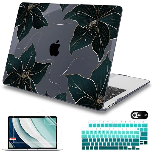Mektron for MacBook Air 13 inch Case 2021-2018 Release A2337 M1 A2179 A1932, Plastic Hard Shell Case Only Compatible with MacBook Air 13 inch Retina Fits Touch ID, Floral C218 - color: Floral C218