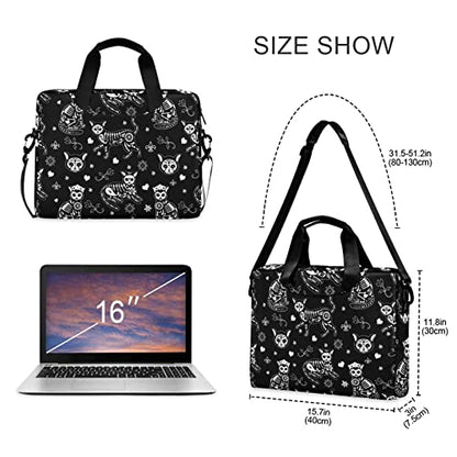 Laptop Bag 15.6 inch, Waterproof Laptop Case with Strap, Protective Laptop Carrying Case for Women&Men, Death Halloween Cats Gothic - color: Death Halloween Cats Gothic