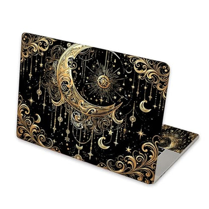 Universal Laptop Skin Sticker for 12/13/14/15.6 Inch Laptops, Reusable Vinyl Laptop Decal Cover, Waterproof Scratch Resistant Notebook Skin with 2 Wrist Pads,Golden Moon - color: Golden Moon