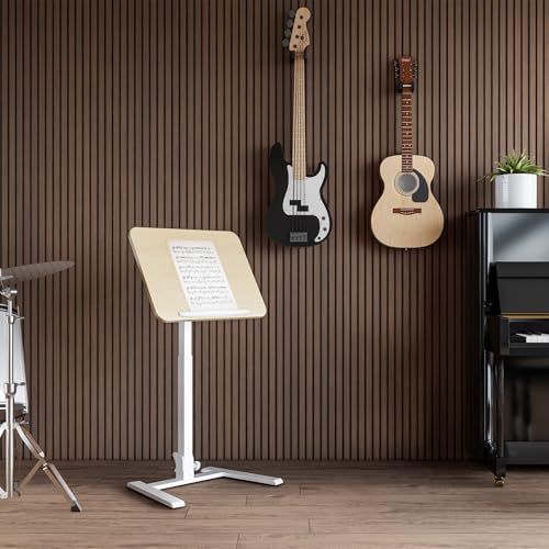 25" Mobile Folding Desk: Pneumatic Sit-Stand, No Assembly | 29-42" Height Adjustable Rolling Laptop Desk, Hidden Wheels, 0-90° Tilt Top. Ideal for Home Office, Craft & Study. - color: Beige
