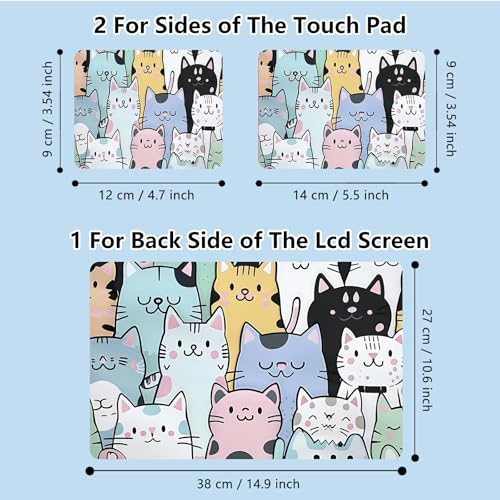 Universal Laptop Skin Sticker with 2 Wrist Pad Skins, Waterproof Scratch Resistant Vinyl Laptop Cover Decal, Cut to Fit for 11–15.6 Inch MacBook HP Dell Lenovo, Cat Family - color: Cat Family