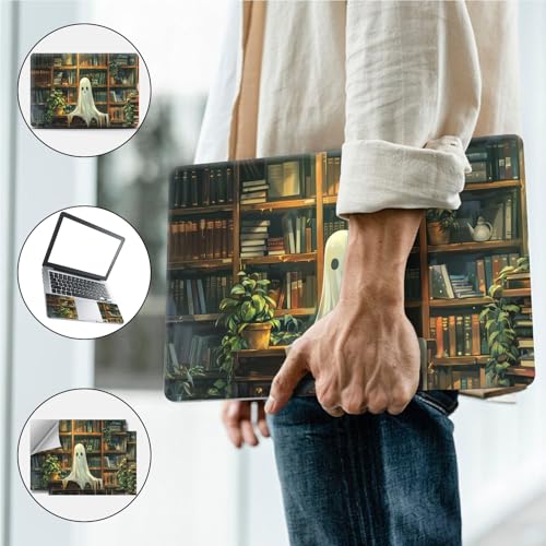 Universal Laptop Skin, DIY Cut-to-Fit Vinyl Cover Compatible with HP, Dell, Lenovo, Mac (13.3" to 15.6"), Anti-Scratch, No Residue & Bubble-Free Protective Decal Sticker, Cute Ghost Library - color: Cute Ghost Library