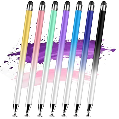 Stylus (7 Pcs), 2-in-1 Stylus Pen for Touch Screen, High Precision and Sensitivity, Suitable for iPad/iPhone/Samsung/Android Smartphone and Tablets, Compatible with All Touch Screen - color: Gradient color