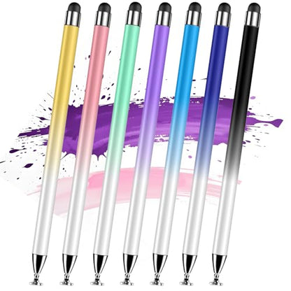 Stylus (7 Pcs), 2-in-1 Stylus Pen for Touch Screen, High Precision and Sensitivity, Suitable for iPad/iPhone/Samsung/Android Smartphone and Tablets, Compatible with All Touch Screen - color: Gradient color