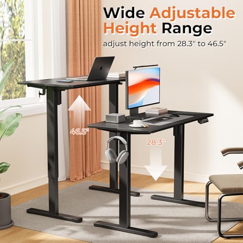 Electric Standing Desk, 40" ×20" Samll Standing Table, Height Adjustable Compact Sit Stand Desk with Splice Board, Home Office Table with 2 Hooks, Black - color: Black, size: 40"