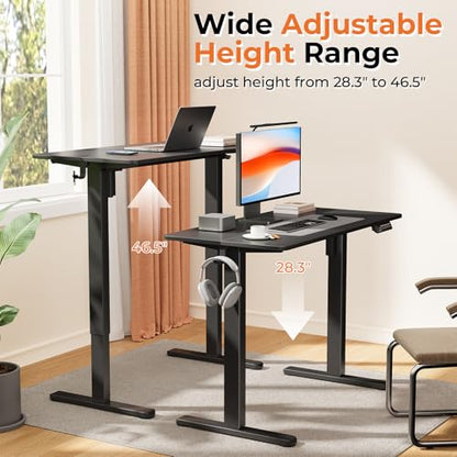 Electric Standing Desk, 40" ×20" Samll Standing Table, Height Adjustable Compact Sit Stand Desk with Splice Board, Home Office Table with 2 Hooks, Black - color: Black, size: 40"