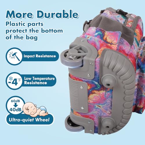 Tilami Rolling Backpack for Kids 19 inch with Lunch Bag Wheeled Laptop Backpack,Dream - color: Dream