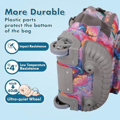 Tilami Rolling Backpack for Kids 19 inch with Lunch Bag Wheeled Laptop Backpack,Dream - color: Dream