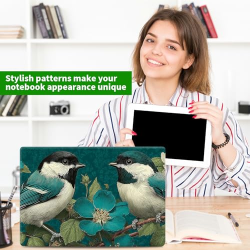 Laptop Skin Sticker Decal, Universal Protective Cover Fit 12 13 14 15.6 Inch Notebook, Reusable Water-Resistant Vinyl Decal w/ 2 Wrist Pads for Business Travel Office, Green Hummingbird Flower - color: Green Hummingbird Flower