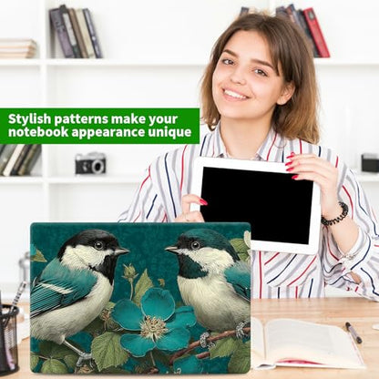 Laptop Skin Sticker Decal, Universal Protective Cover Fit 12 13 14 15.6 Inch Notebook, Reusable Water-Resistant Vinyl Decal w/ 2 Wrist Pads for Business Travel Office, Green Hummingbird Flower - color: Green Hummingbird Flower