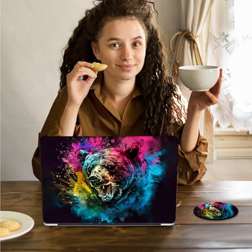 Laptop Skin Sticker Decal 15.6 Inch,12 13 13.3 14 15 15.6 in Laptop Netbook Skins for Notebook,Art Decal Removable Waterproof Scratch Resistant,Universal Vinyl Cover,Colorful Bear - color: Colorful Bear