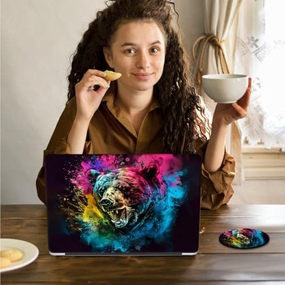 Laptop Skin Sticker Decal 15.6 Inch,12 13 13.3 14 15 15.6 in Laptop Netbook Skins for Notebook,Art Decal Removable Waterproof Scratch Resistant,Universal Vinyl Cover,Colorful Bear - color: Colorful Bear