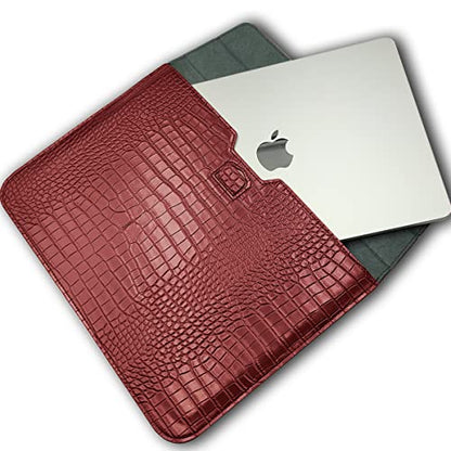 PU Leather Flap Style Case Bags Laptop Sleeve for 2023-2026 MacBook Air 15 inch M5 M4 M3 M2 A3448 A3241 A3114 A2941 Notebook Bag for Mac Pro 16 M1 A2485 2019-2026 A3428,Pro 15 2012-2019, Red - color: Red