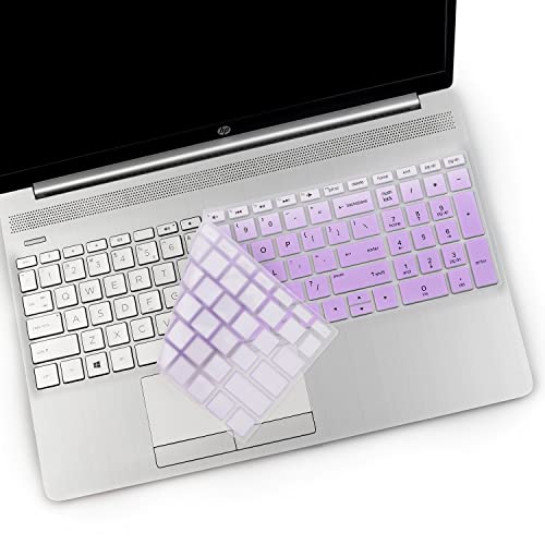 2PCS Keyboard Cover for HP 15.6 Laptop 15-dw 15-dy 15-ef 15-db 15-da 15-bs 15-bw 15t 15z 15-dy5033dx 15t-dw300, HP 17.3 Laptop 17-by 17-bs 17-bw 17-ca 17-by1053dx 17-by4061nr-OPurlple+Clear - color: OmbrePurlple+Clear