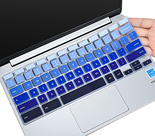 CaseBuy Keyboard Cover for Dell 11.6" Chromebook 3100 3110 C3181 / Dell Chromebook 11 3120 3180 3181 3189 5190 P22T 11.6 inch/Dell Chromebook 13 3380 13.3 inch, Gradual Blue - color: Gradual Blue