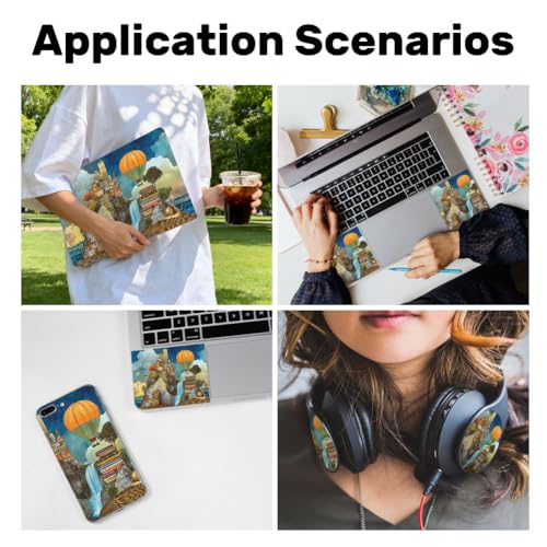 3Pcs Laptop Skin Sticker Decal Oil Painting PVC Laptop Sticker Fits for 12-16 Inch Notebook Waterproof Scratch Proof Dream Castle Universal Notebook PC Personalized Protector Gift