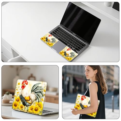 Aesthetic Laptop Skin Sticker, Rooster Among Sunflowers Waterproof Vinyl Laptop Decal, Removable Bubble Free, Reusable Protective Cover for 13 14 15 15.6 Inch - color: Rooster Among Sunflowers