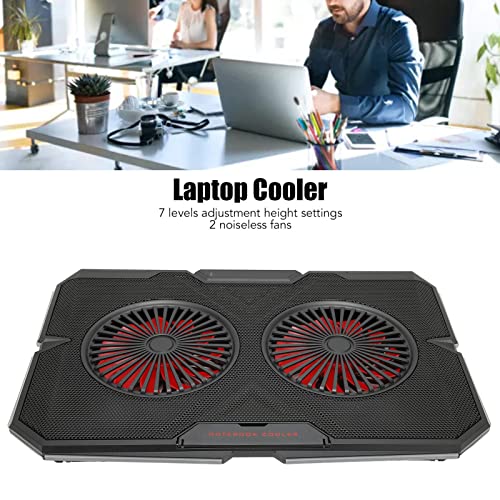 RGB Laptop Cooling Pad with Dual Silent Fans, 2 USB Ports, 7 - Adjustable Height for 14-17 Inch Gaming Laptops