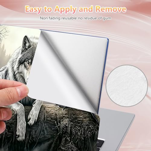 Laptop Skin Sticker Decal 12" 13" 13.3" 14" 15" 15.6",Waterproof Scratch Resistant Vinyl,Reusable Easy to Apply,for MacBook HP Dell Notebooks Netbooks Laptop,2 Wrist Pads,Crow Wolf Forest - color: Crow Wolf Forest
