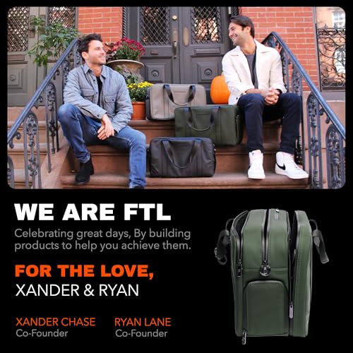 The FTL Pro Mens Travel Bag - 30L Premium Work to Gym Weekender Duffel with Garment Bag, Shoe Space & 18" Laptop Sleeve - Business Carry On Hybrid, Fits Under Airplane Seat - Abbot Green - color: Abbot Green, style: Pro