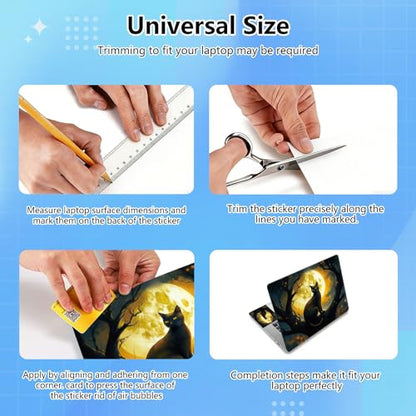 Universal Laptop Skin Sticker Decal for 11.6”12" 13" 13.3" 14" 15" 15.4" 15.6" Reusable Waterproof Scratch-Scratch Resistant Protective Vinyl Laptop Notebook Skin Stickers - Cat and Moon - color: Cat and Moon