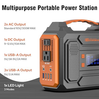 Portable Solar Generator 300W Power Station with Foldable 60W Solar Panel, Portable Power Bank 65W with DC AC Outlet 110V for Laptop Smart Device Home RV Outdoor Hiking Camping Adventure