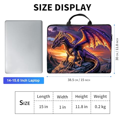 Laptop Bag,14 15 15.6 inch Laptop Case Sleeve,Computer Sleeve with Handle for Women Men,Carrying Case for MacBook,Dell,Lenovo,Notebook Computer,Purple Dragon Sunset - color: Purple Dragon Sunset