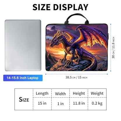 Laptop Bag,14 15 15.6 inch Laptop Case Sleeve,Computer Sleeve with Handle for Women Men,Carrying Case for MacBook,Dell,Lenovo,Notebook Computer,Purple Dragon Sunset - color: Purple Dragon Sunset