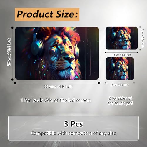 Laptop Skin Sticker for 12.1”-15.6“ Laptops (Fits 13”, 13.3”, 14”, 15”, 15.4”) | Protective Universal Reusable Vinyl Art Decal Cover | Waterproof & Scratch-Resistant-Lion with Head Set - color: Lion with head set