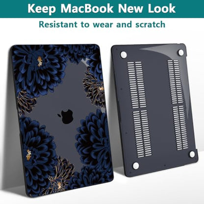 Teryeefi for MacBook Pro 13 inch Case Release 2016-2022, Fits Model A2338 A2251 A2289 A2159 A1989 A1708 A1706, Design Pattern Slim Cover+Keyboard Cover for 13 inch MacBook Pro M2 M1, Chrysanthemums - color: Blue Chrysanthemums