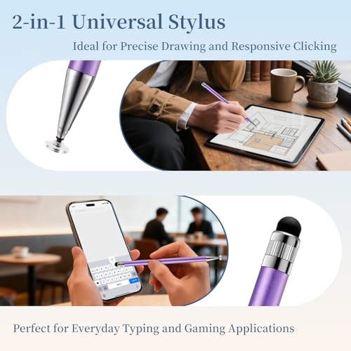 ChaoQ 2-in-1 Stylus Pen for Touchscreen, 6pcs High Sensitivity and Precision Stylus Pens for iPad iPhone Android Suitable for All Touch Screens (Purple) - color: 6 Purple