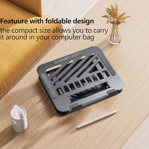 Laptop Stand for Desk Adjustable Computer Stand 360° Rotating with Hollow Ventilation Board Large Weight Capacity Laptop Riser Adjustable Height Laptop Stand for All 10" - 17'' Laptops